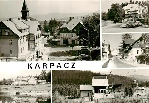 AK / Ansichtskarte 73893429 Karpacz_Krummhuebel_PL Dom Wypoczynkowy FWP Miestko Hotel turystyczny Biala Jar Ulica 1 Maia Hotel gorski Orlinek Stacja wyclagu krzeselkowego na Kope 