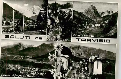 AK / Ansichtskarte  Tarvisio_Udine_IT Seggiovia del Priesnig Burrone delle Schlitza Plezzute Monte Re Gruppo del Mangart Confine Italia Austria 