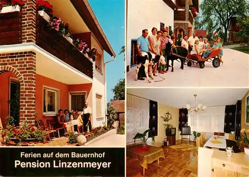 AK / Ansichtskarte 73893450 Birkach_Herrieden Pension Linzenmeyer Ponykutsche Gastraum Birkach Herrieden