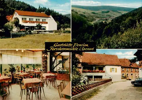 AK / Ansichtskarte 73893460 Krausenbach_Dammbach Gaststaette Pension Ferschenmuehle Gastraum Panorama 