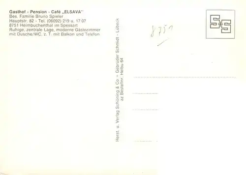 AK / Ansichtskarte  Heimbuchenthal Gasthof Pension Cafe Elsava Gastraeume Heimbuchenthal