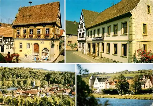 AK / Ansichtskarte  Segnitz Gasthof Metzgerei Zum Schiff Panorama Mainpartie Segnitz