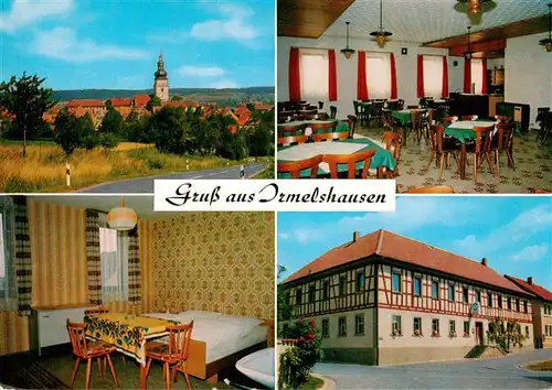 AK / Ansichtskarte 73893502 Irmelshausen Gastwirtschaft Metzgerei Barthelmes Gaststube Zimmer Panorama Irmelshausen