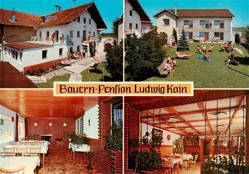 AK / Ansichtskarte  Hellmannsberg_Waging_See Bauern Pension Ludwig Kain Gastraeume Liegewiese Hellmannsberg_Waging_See