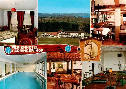 AK / Ansichtskarte  Bernau_Chiemsee Ferienhotel Farbinger Hof Gastraeume Hallenbad Zimmer Panorama Bernau Chiemsee