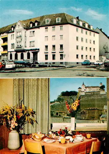 AK / Ansichtskarte  Wuerzburg_Bayern Hotel Restaurant Walfisch Gaststube Burgblick 