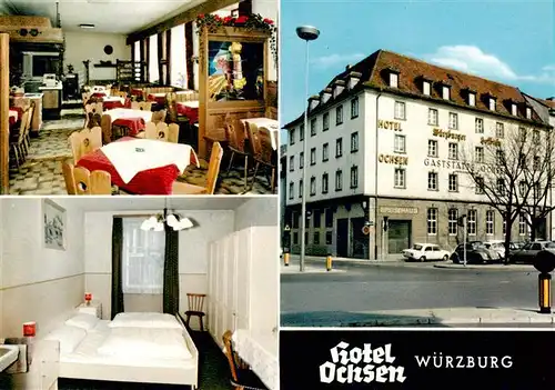 AK / Ansichtskarte 73893553 Wuerzburg_Bayern Hotel Ochsen Gastraum Zimmer 