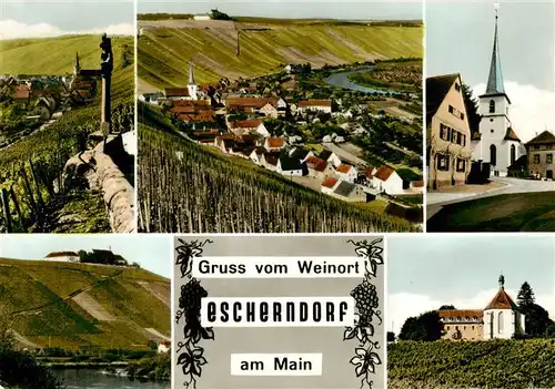 AK / Ansichtskarte  Escherndorf_Volkach Panorama Teilansichten Kirchen 