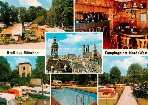 AK / Ansichtskarte  Karlsfeld_Muenchen Campingplatz Nord West Restaurant Schwimmbad Stadtblick Karlsfeld Muenchen