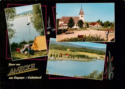 AK / Ansichtskarte  Amecke_Sorpesee Campingplatz Seepartie Kirche Gasthof Berghof 