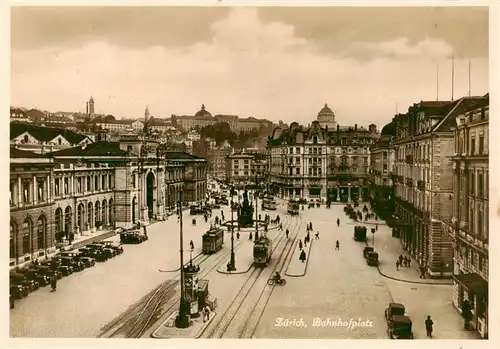 AK / Ansichtskarte  Strassenbahn_Tramway-- Zuerich Bahnhofplatz 