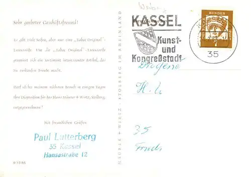 AK / Ansichtskarte  Werbung_Reklame Tabac Original Kassel 