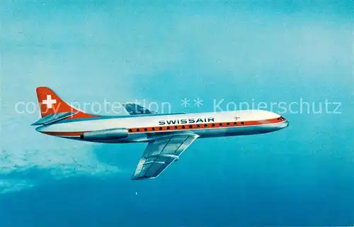 AK / Ansichtskarte  Flugzeuge_Zivil Schweiz Caravelle Jet 