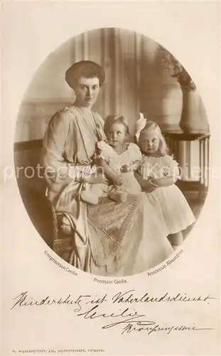 AK / Ansichtskarte  Adel_Preussen Kronprinzessin Cecilie Prinzessin Cecilie Prinzessin Alexandrine Adel Preussen