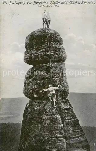 AK / Ansichtskarte  Klettern_Bergsteigen_Climbing_Grimper Barbarine Pfaffenstein Saechs.Schweiz 