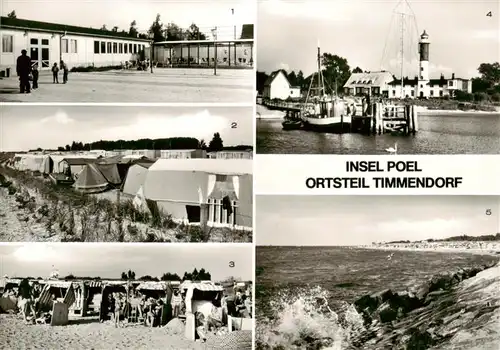 AK / Ansichtskarte  Timmendorf_Insel_Poel Camping Gaststaette Campingplatz Strand Lotsenhaen mit Leuchtturm Strandpartie Timmendorf_Insel_Poel