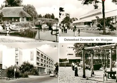 AK / Ansichtskarte  Zinnowitz_Ostseebad Bootshafen Erholungsheim Roter Oktober Personalheim Kinderspielplatz des Ferienheimes Roter Oktober Zinnowitz_Ostseebad