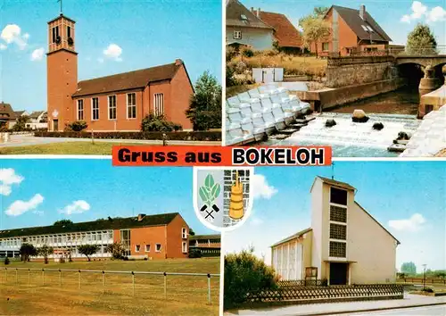 AK / Ansichtskarte 73893967 Bokeloh_Meppen_Emsland Kirchen Schule Bruecke 