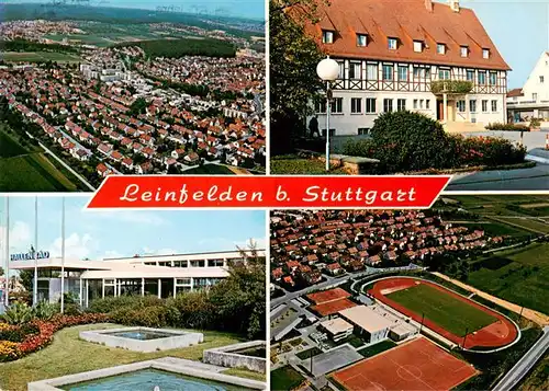 AK / Ansichtskarte 73893990 Leinfelden-Echterdingen Fliegeraufnahme Hallenbad Sportplatz Leinfelden-Echterdingen