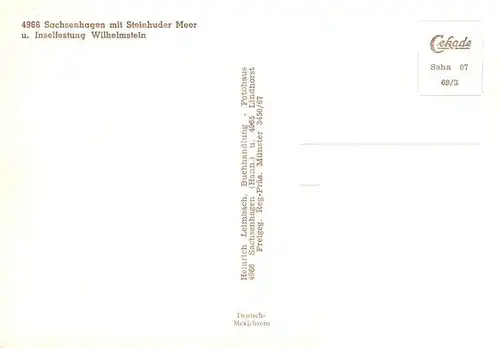 AK / Ansichtskarte 73894000 Sachsenhagen Fliegeraufnahme mit Steinhuder Meer und Inselfestung Wilhelmstein Sachsenhagen