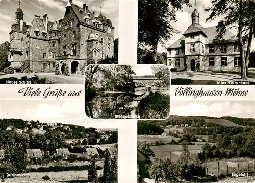 AK / Ansichtskarte  Voellinghausen_Moehnesee Neues Schloss Altes Herrenhaus Dorfansicht Engelslit Voellinghausen Moehnesee