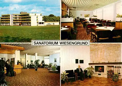 AK / Ansichtskarte 73894011 Bad_Westernkotten Sanatorium Wiesengrund Speisesaal Rezeption Kaminzimmer Bad_Westernkotten