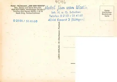 AK / Ansichtskarte 73894069 Buettgen Hotel Restaurant Jan van Werth Gastraeume Theke Buettgen