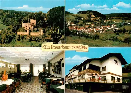 AK / Ansichtskarte 73894085 Gammelsbach Gasthaus Zur Krone Gastraum Burgruine Panorama Gammelsbach