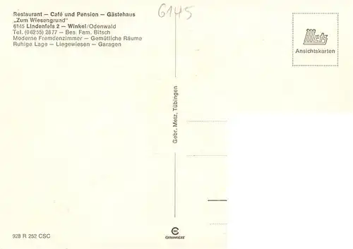 AK / Ansichtskarte  Winkel_Odenwald Restaurant Cafe Pension Gaestehaus Zum Wiesengrund Winkel Odenwald
