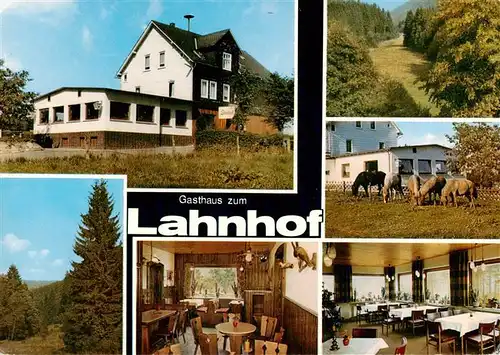 AK / Ansichtskarte 73894124 Lahnhof Gasthaus zum Lahnhof Gastraeume Pferdekoppel Waldpartie Lahnhof