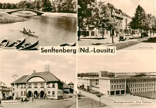 AK / Ansichtskarte  Senftenberg__Niederlausitz Paddelstation Bahnhofstrasse Hauptbahnhof Bergingenieurschule Ernst Thaelmann 