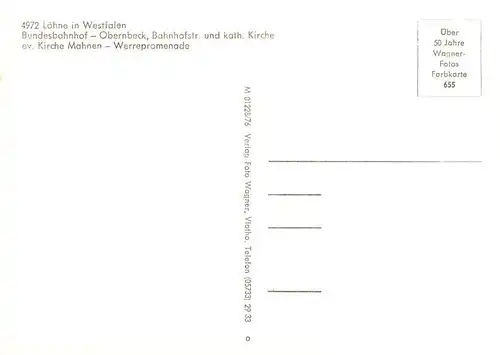 AK / Ansichtskarte  Loehne_Detmold Bundesbahnhof Obernbeck Kirchen Werrepromenade 