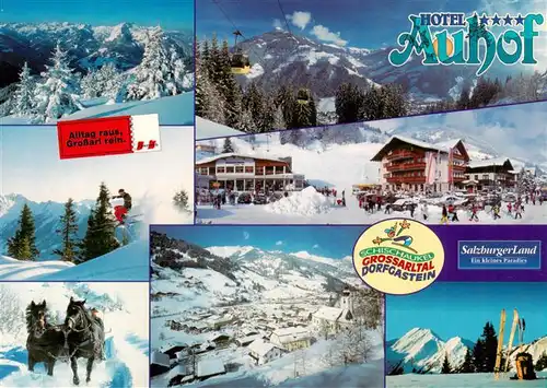 AK / Ansichtskarte 73894224 Grossarl_AT Hotel Auhof Wintersportplatz Alpen Pferdeschlitten 