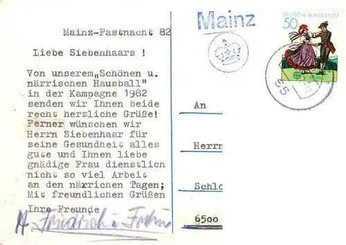 AK / Ansichtskarte 73894241 Mainz__Rhein Fassenacht in Maeaenz Clown Kuenstlerkarte 