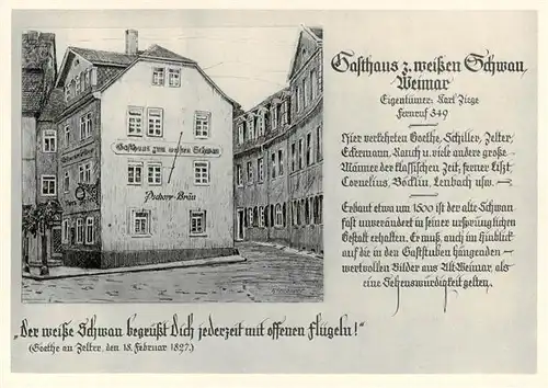 AK / Ansichtskarte  Weimar__Thueringen Gasthaus zum weissen Schwan Kuenstlerkarte 