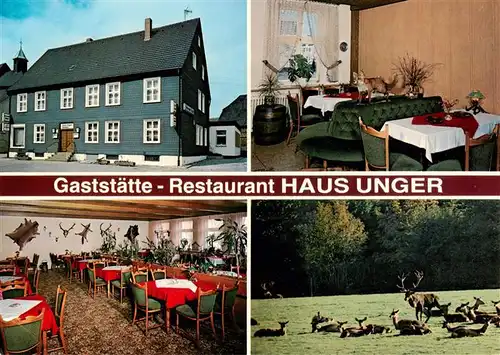 AK / Ansichtskarte  Vosswinkel_Westfalen Gaststaette Restaurant Haus Unger Gastraeume Rehwildpark Vosswinkel_Westfalen