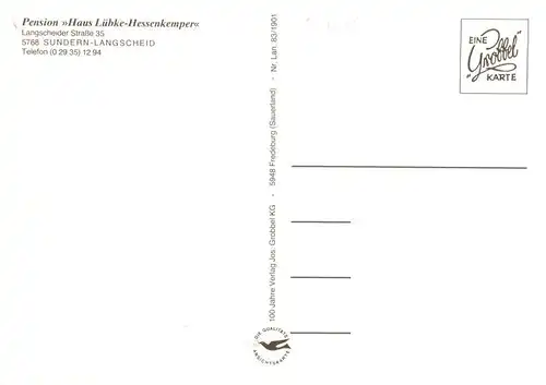 AK / Ansichtskarte  Langscheid_Sorpesee Pension Haus Luebke Hessenkemper Gaststube Zimmer Langscheid Sorpesee