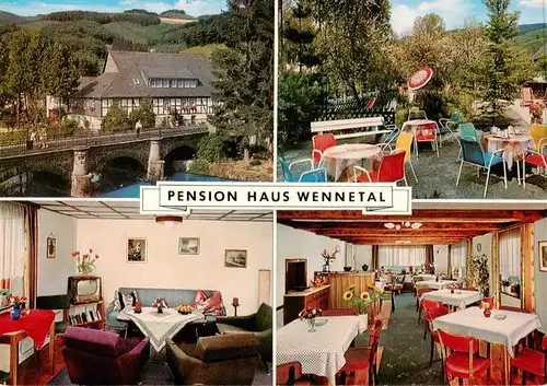 AK / Ansichtskarte  Eslohe_Sauerland Pension Haus Wennetal Gastraeume Gartenterrasse Eslohe_Sauerland