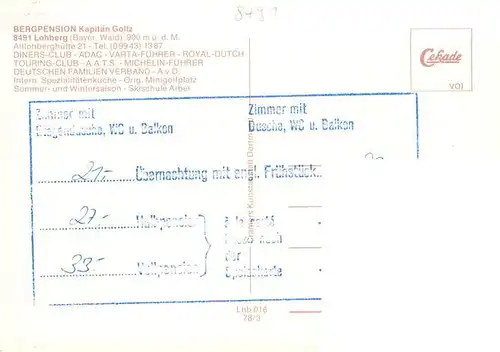 AK / Ansichtskarte  Lohberg_Lam Bergpension Kapitaen Goltz Gastraeume Lohberg_Lam