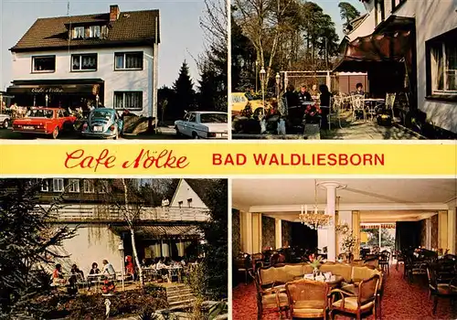 AK / Ansichtskarte  Bad_Waldliesborn Cafe Moelke Gastraum Terrasse Garten Bad_Waldliesborn