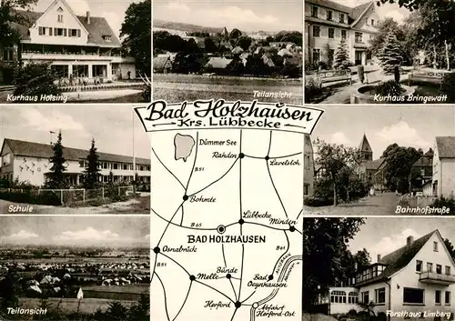 AK / Ansichtskarte  Bad_Holzhausen_Luebbecke_Preussisch_Oldendorf_NRW Kurhaus Holsing Schule Teilansicht Kurhaus Bringewatt Bahnhofstrasse Forsthaus Limberg 