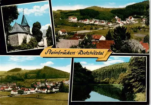 AK / Ansichtskarte  Steinbruecken_Dietzhoelztal Kirche Panorama Seepartie 