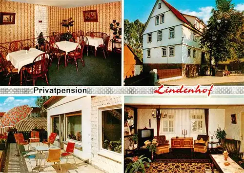 AK / Ansichtskarte 73894526 Hetzbach_Beerfelden Privatpension Lindenhof Gastraeume Terrasse 
