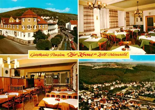 AK / Ansichtskarte 73894532 Zell_Odenwald Gasthaus Pension Zur Krone Gastraeume Panorama Zell Odenwald