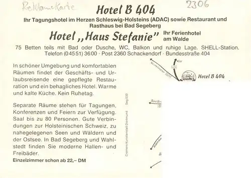 AK / Ansichtskarte 73894540 Bad_Segeberg Hotel B 404 und Hotel Haus Stefanie Gastraeume Bad_Segeberg