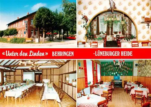 AK / Ansichtskarte 73894558 Behringen_Bispingen_Lueneburger-Heide Hotel Gaststaette Unter den Linden Gastraeume 