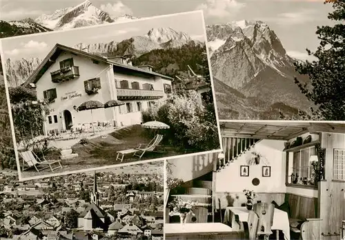 AK / Ansichtskarte 73894572 Garmisch-Partenkirchen Gaestehaus Heidelberg Gastraum Panorama Garmisch-Partenkirchen