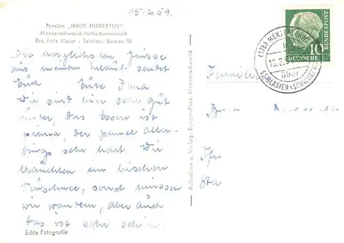 AK / Ansichtskarte  Menzenschwand Pension Haus Hubertus Menzenschwand