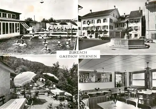 AK / Ansichtskarte  Zurzach Gasthof Sternen Gastraum Terrasse Schwimmbad Brunnen Zurzach