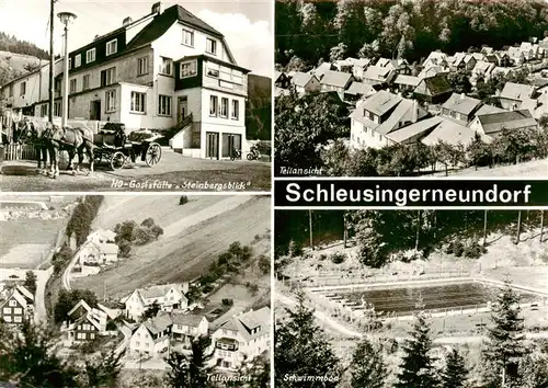 AK / Ansichtskarte  Schleusingerneundorf HO Gaststaette Steinbergsblick Teilansicht Schwimmbad Schleusingerneundorf